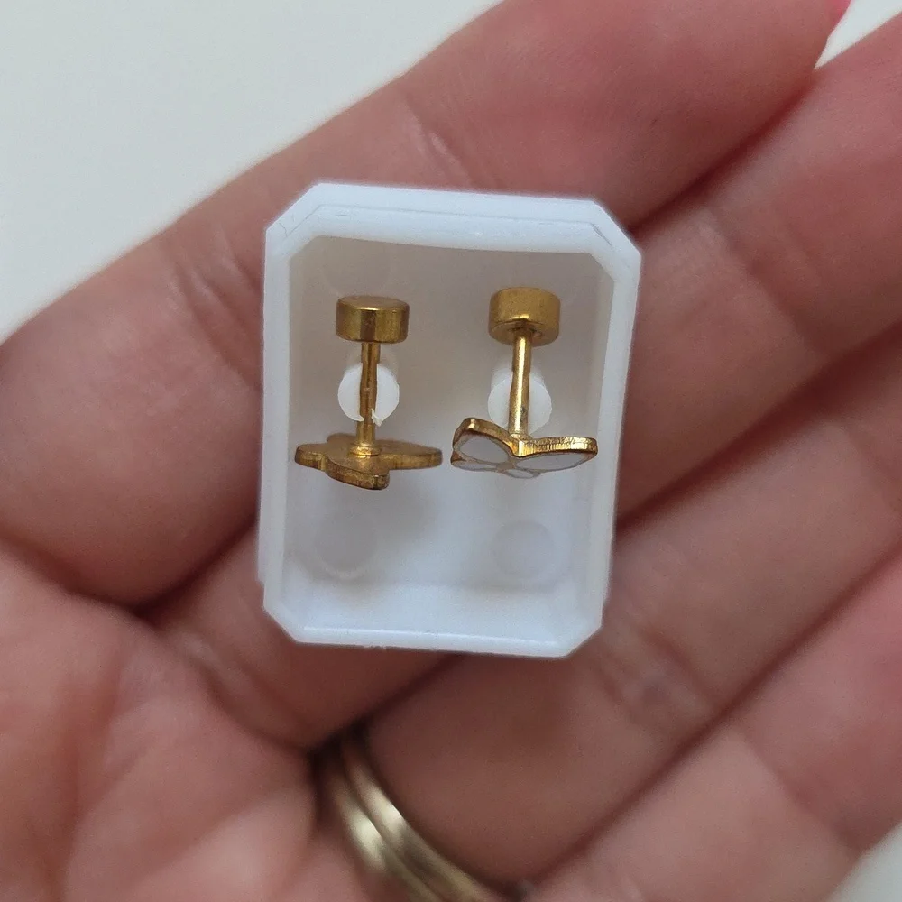 Gold Butterfly Earrings Screw Back